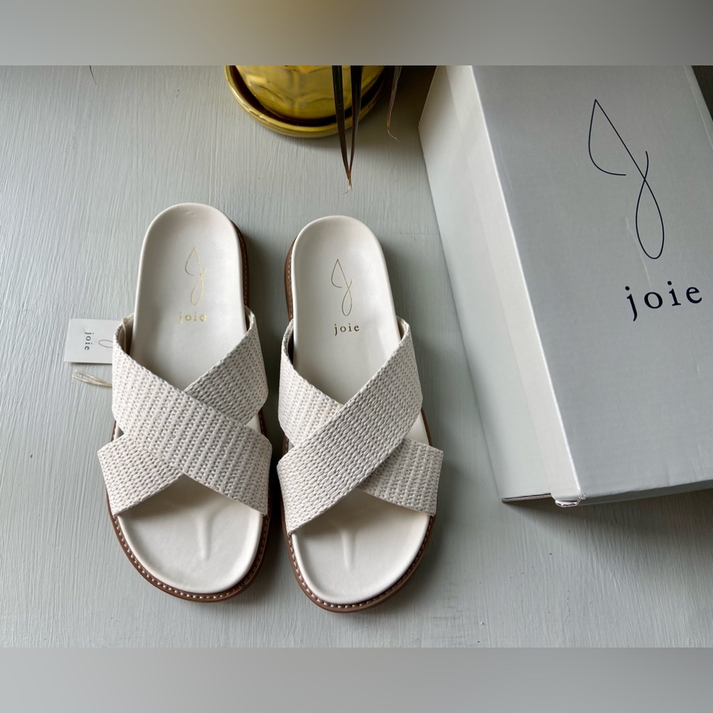 NIB JOIE Nell Summer Woven Comfort Cross Sandal 8M Color White Texture